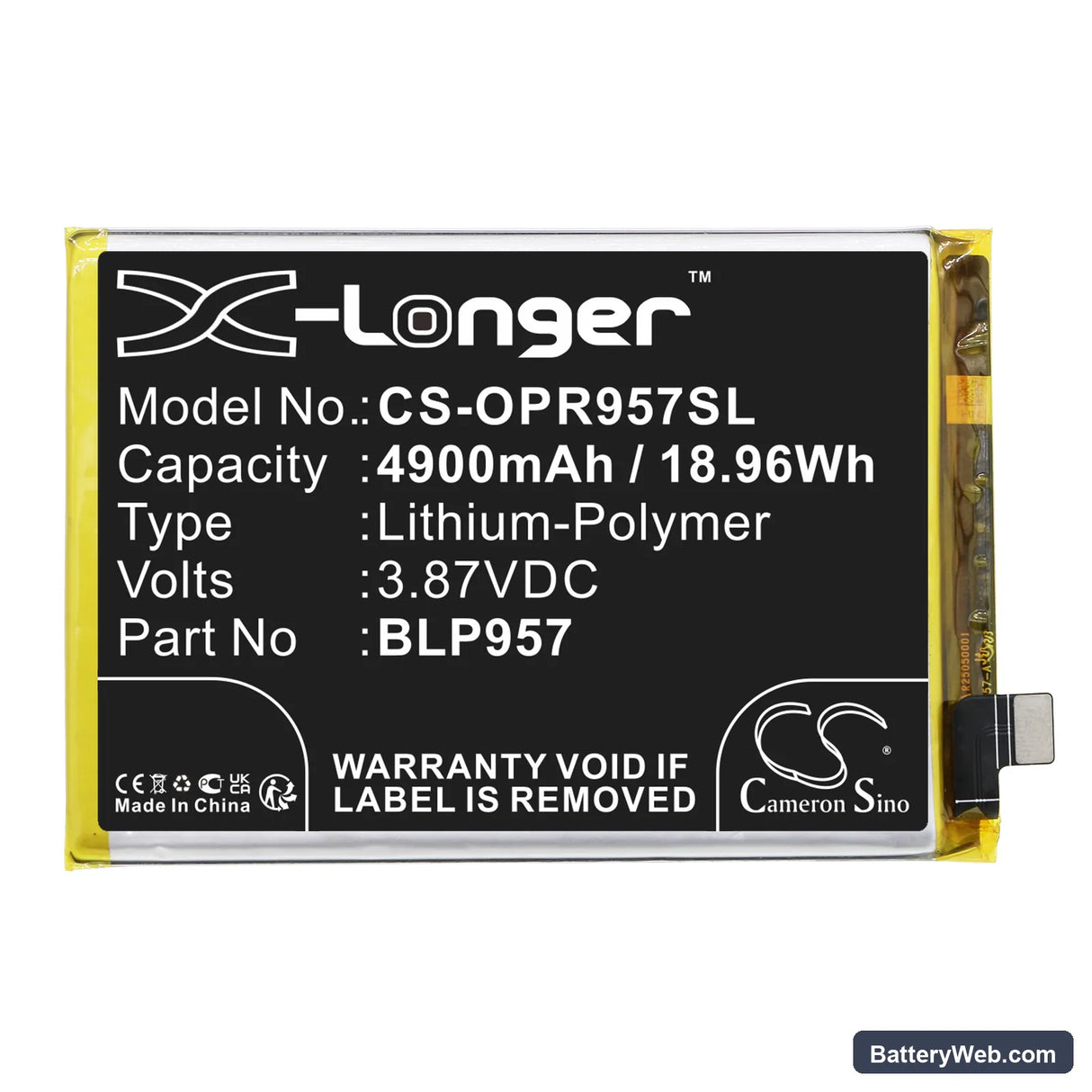 Oppo Realme 10 5G Replacement Battery, 3.87V, 4900mAh, Li-Polymer 3