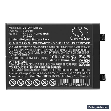 Realme GT NEO5 Replacement Battery, 7.4V, 2400mAh, Li-Polymer 1