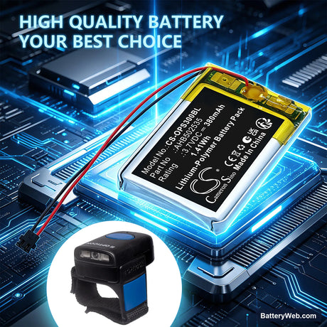 Opticon RS-3000 Replacement Battery, 3.7V, 380mAh, Li-Polymer 6