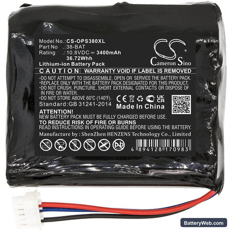 Olympus 38DL Plus Ultrasonic Thickness Gauge Replacement Battery, 10.8V, 3400mAh, Li-ion 3