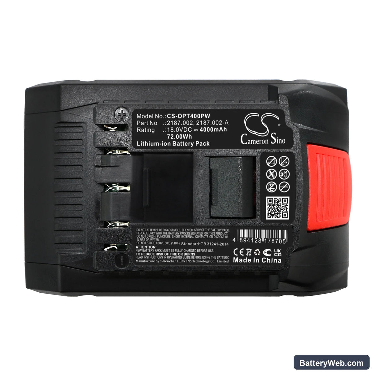 ZAPACK ZP93 Replacement Battery, 18V, 4000mAh, Li-ion 5