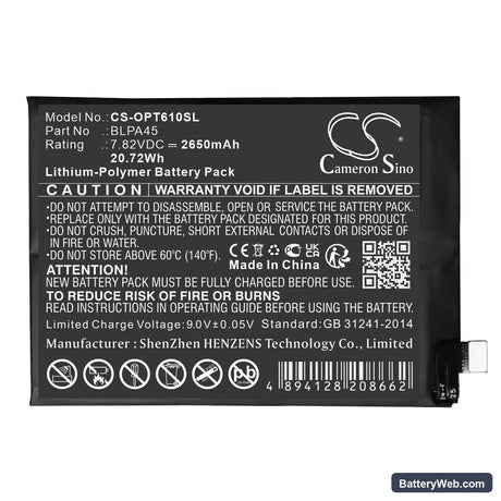 Oppo Realme GT Neo6 SE Replacement Battery, 7.82V, 2650mAh, Li-Polymer 1