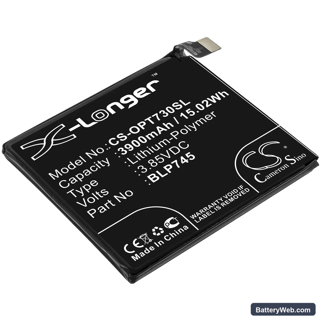 OnePlus 7T Pro Replacement Battery, 3.85V, 3900mAh, Li-Polymer 1