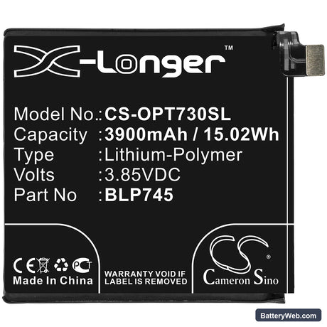 OnePlus 7T Pro Replacement Battery, 3.85V, 3900mAh, Li-Polymer 3