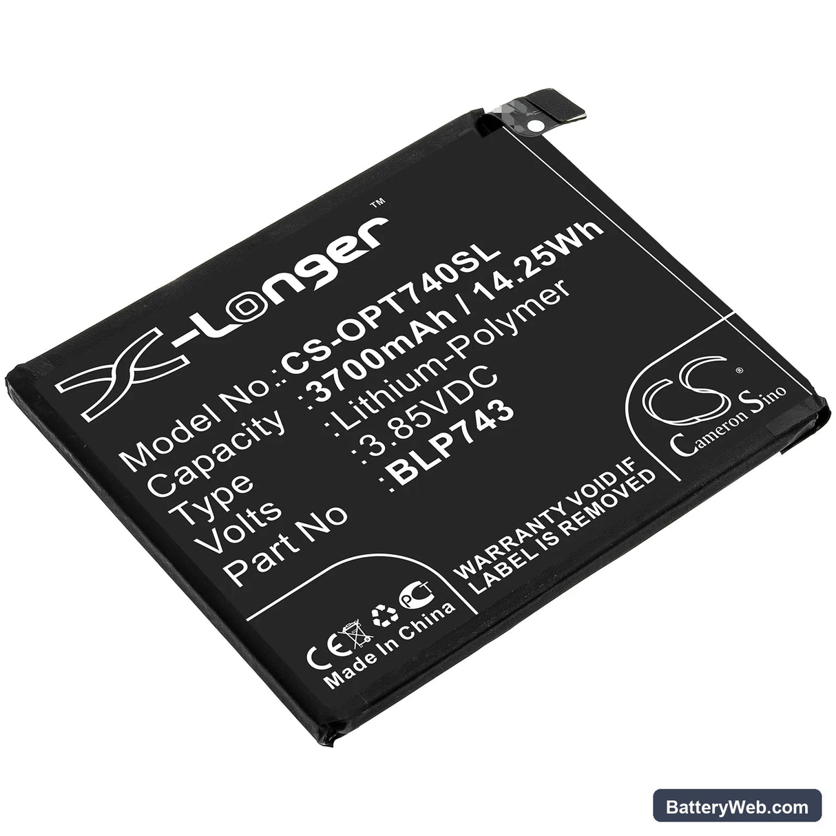 OnePlus 7T Replacement Battery, 3.85V, 3700mAh, Li-Polymer 1
