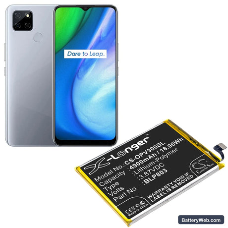 Oppo Realme V3 Replacement Battery, 3.87V, 4900mAh, Li-Polymer 5