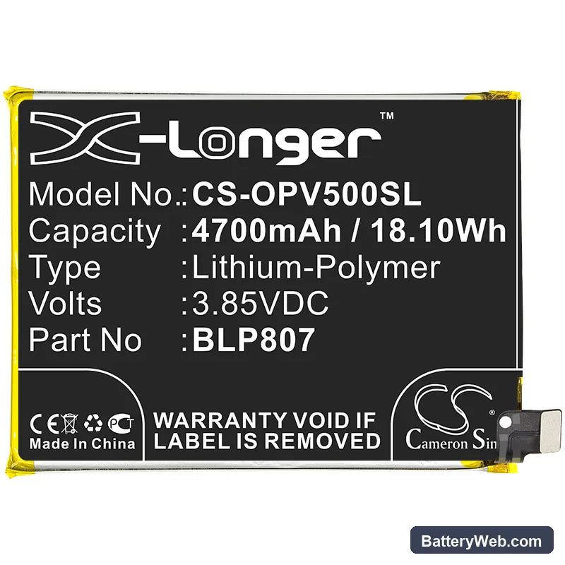 Oppo Realme V5 Replacement Battery, 3.85V, 4700mAh, Li-Polymer 3