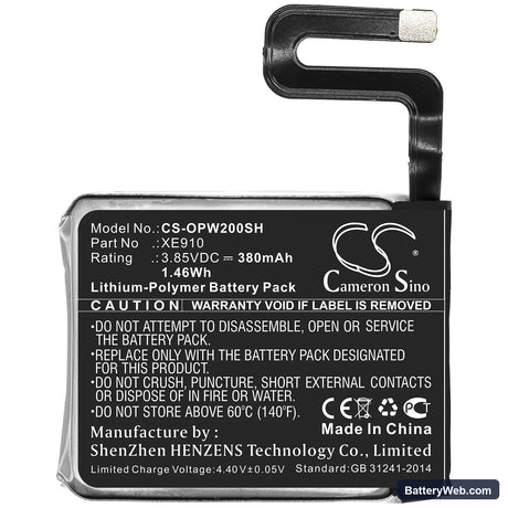 Oppo Watch 46mm Replacement Battery, 3.85V, 380mAh, Li-Polymer 3