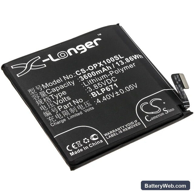 Oppo Find X Replacement Battery, 3.85V, 3600mAh, Li-Polymer 1