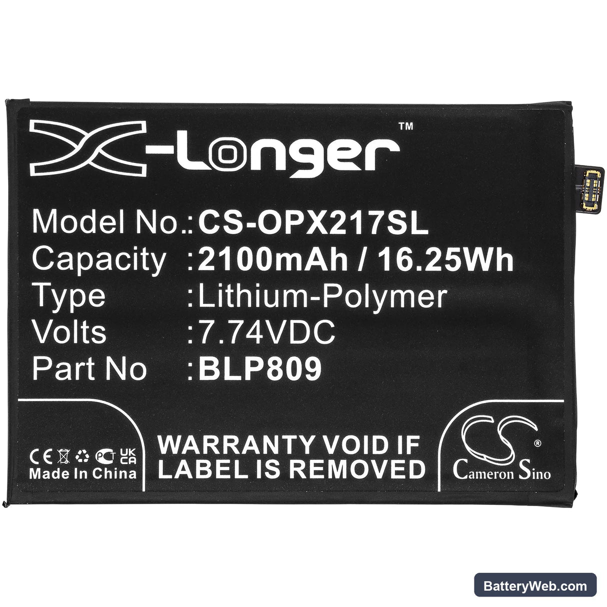 Oppo Realme Q2 Pro Replacement Battery, 7.74V, 2100mAh, Li-Polymer 3