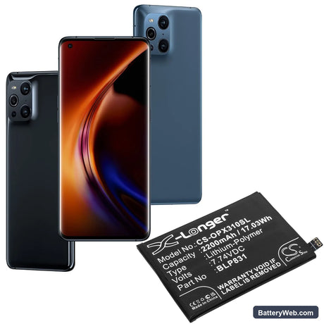 Oppo Find X3 Pro Replacement Battery, 7.74V, 2200mAh, Li-Polymer 5