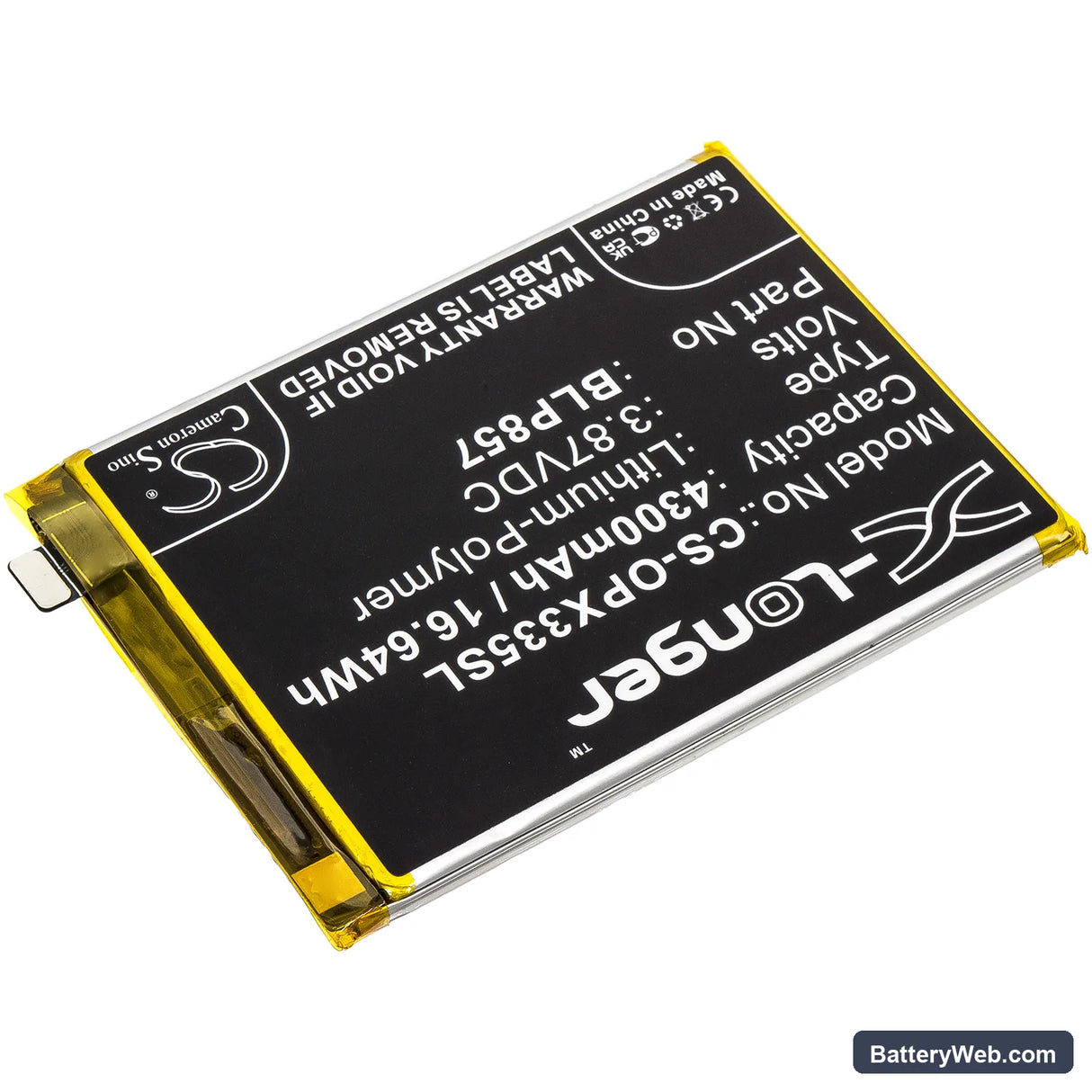 Oppo Realme GT Neo Replacement Battery, 3.87V, 4300mAh, Li-Polymer 2