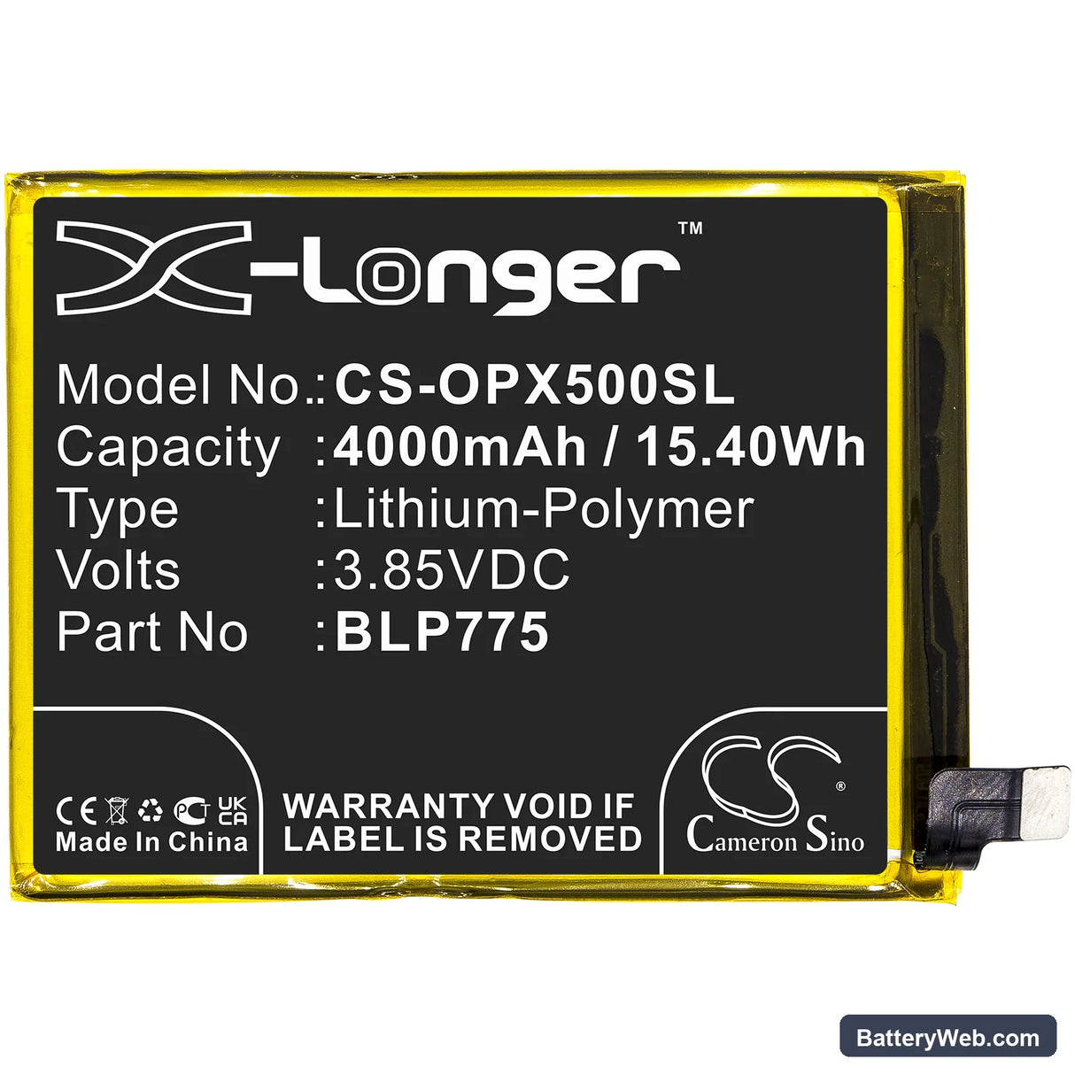 Oppo Realme X50 5G Replacement Battery, 3.85V, 4000mAh, Li-Polymer 3
