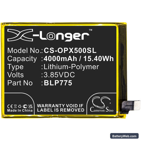 Oppo Realme X50 5G Replacement Battery, 3.85V, 4000mAh, Li-Polymer 3