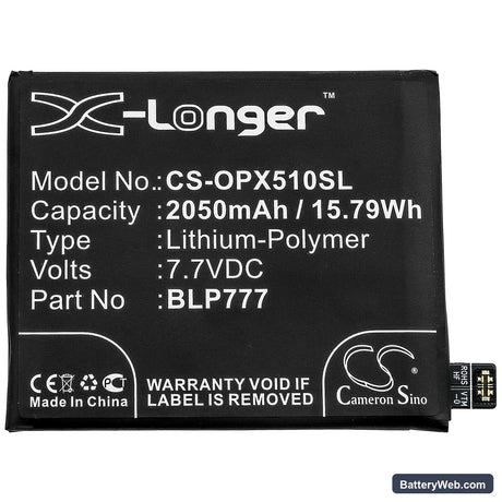 Oppo Realme X50 Pro 5G Replacement Battery, 7.7V, 2050mAh, Li-Polymer 3