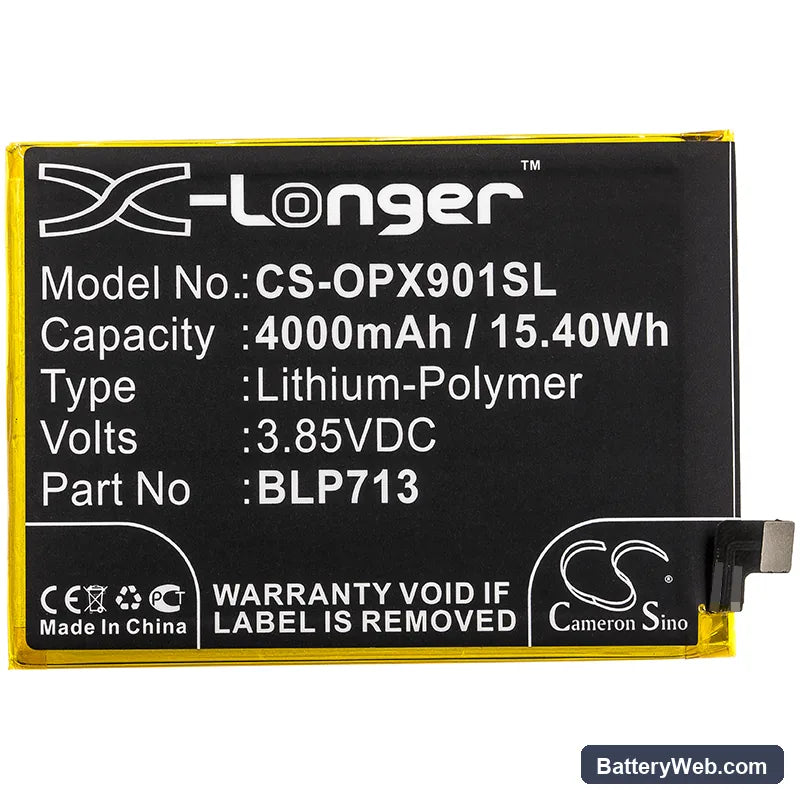 Oppo RMX1901 Replacement Battery, 3.85V, 4000mAh, Li-Polymer 3
