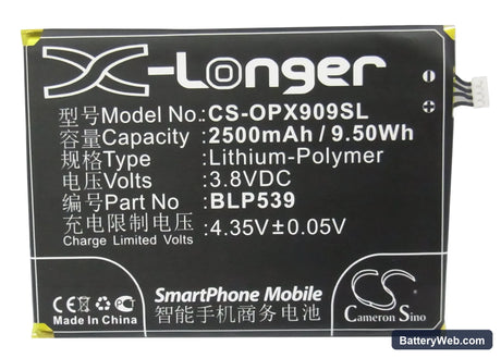 Oppo Find 5 Replacement Battery, 3.8V, 2500mAh, Li-Polymer 5