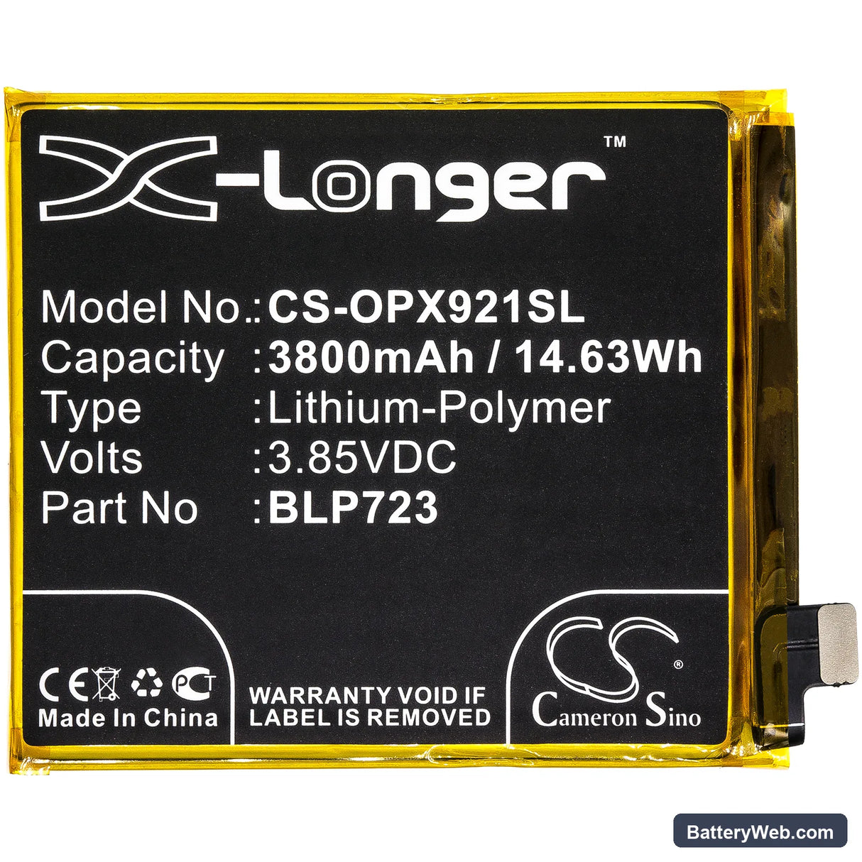 Oppo Realme XT Replacement Battery, 3.85V, 3800mAh, Li-Polymer 3