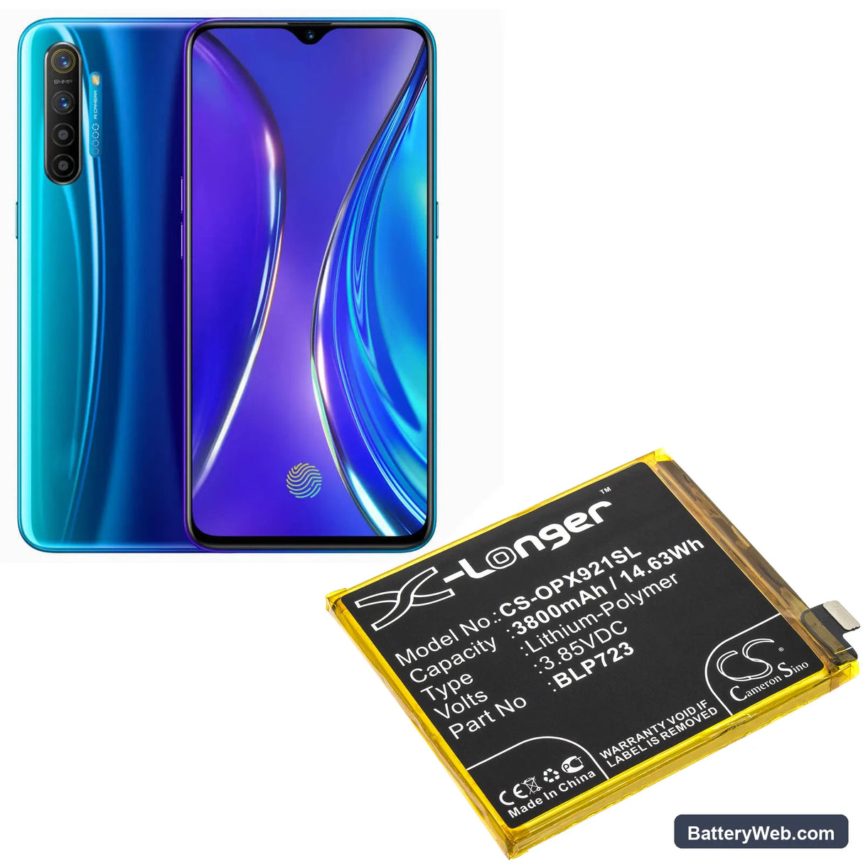 Oppo Realme XT Replacement Battery, 3.85V, 3800mAh, Li-Polymer 5