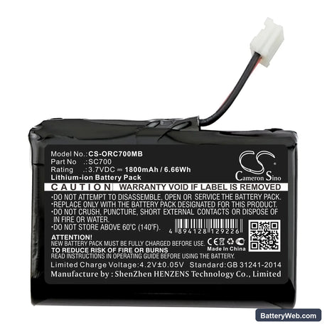 Oricom Secure 700 Replacement Battery, 3.7V, 1800mAh, Li-ion 3