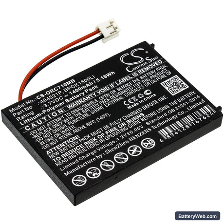 Audioline BabySense 5 Video Replacement Battery, 3.7V, 1400mAh, Li-Polymer 1