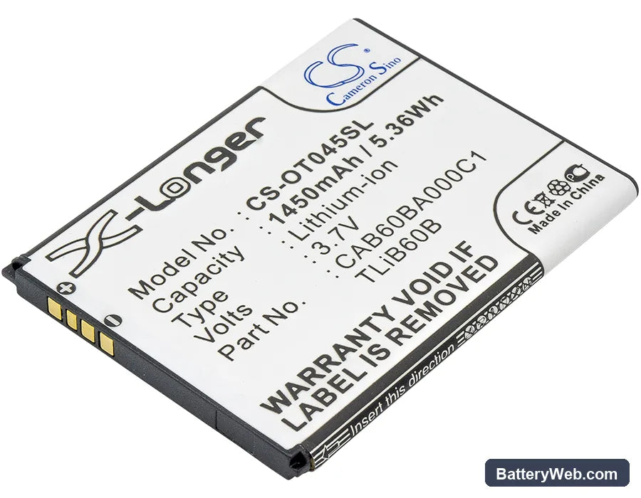 USCellular One Touch Shockwave Replacement Battery, 3.7V, 1450mAh, Li-ion 1