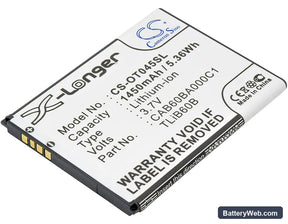 USCellular One Touch Shockwave Replacement Battery, 3.7V, 1450mAh, Li-ion 1