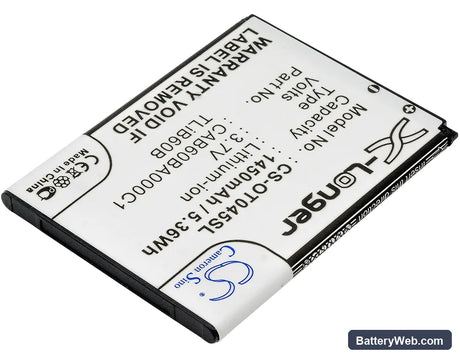 USCellular One Touch Shockwave Replacement Battery, 3.7V, 1450mAh, Li-ion 2