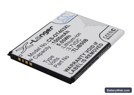 Alcatel OT-4030 Replacement Battery, 3.7V, 1500mAh, Li-ion 2