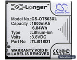 TCL One Touch Pop D5 Replacement Battery, 3.8V, 1800mAh, Li-ion 3