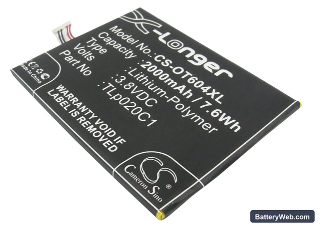 Alcatel One Touch Idol X Replacement Battery, 3.8V, 2000mAh, Li-Polymer 1