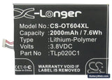 Alcatel One Touch Idol X Replacement Battery, 3.8V, 2000mAh, Li-Polymer 5