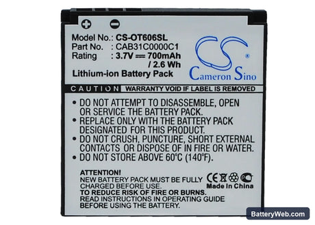 T-Mobile Spark Replacement Battery, 3.7V, 700mAh, Li-ion 5