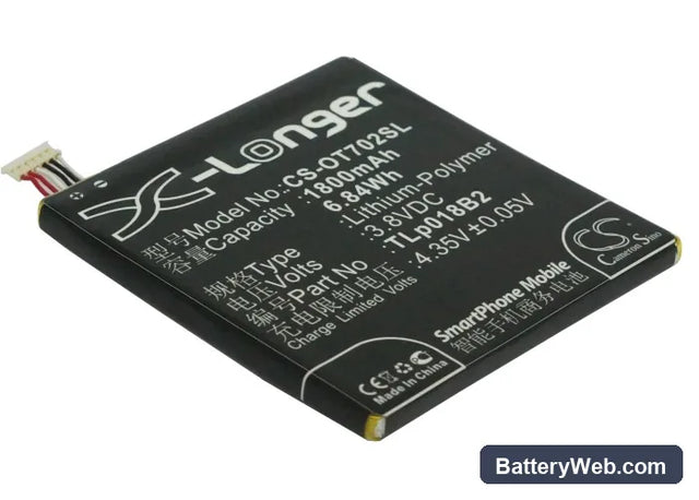 Alcatel OT-7024 Replacement Battery, 3.8V, 1800mAh, Li-Polymer 1