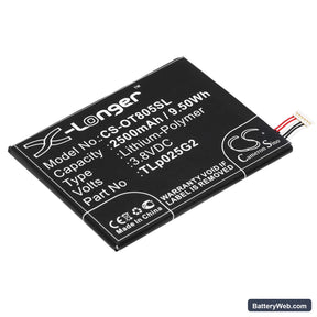 Alcatel One Touch Pixi 4 6.0 Replacement Battery, 3.8V, 2500mAh, Li-Polymer 1