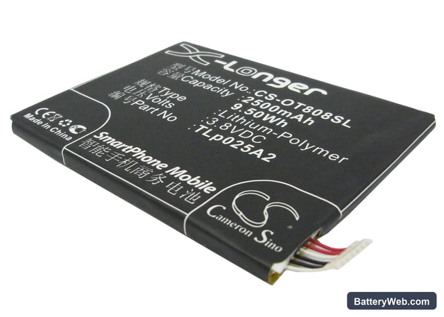 Alcatel OT-8008D Replacement Battery, 3.8V, 2500mAh, Li-Polymer 1