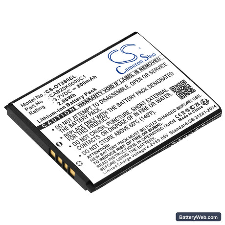 Tracfone A392 Replacement Battery, 3.7V, 800mAh, Li-ion 1