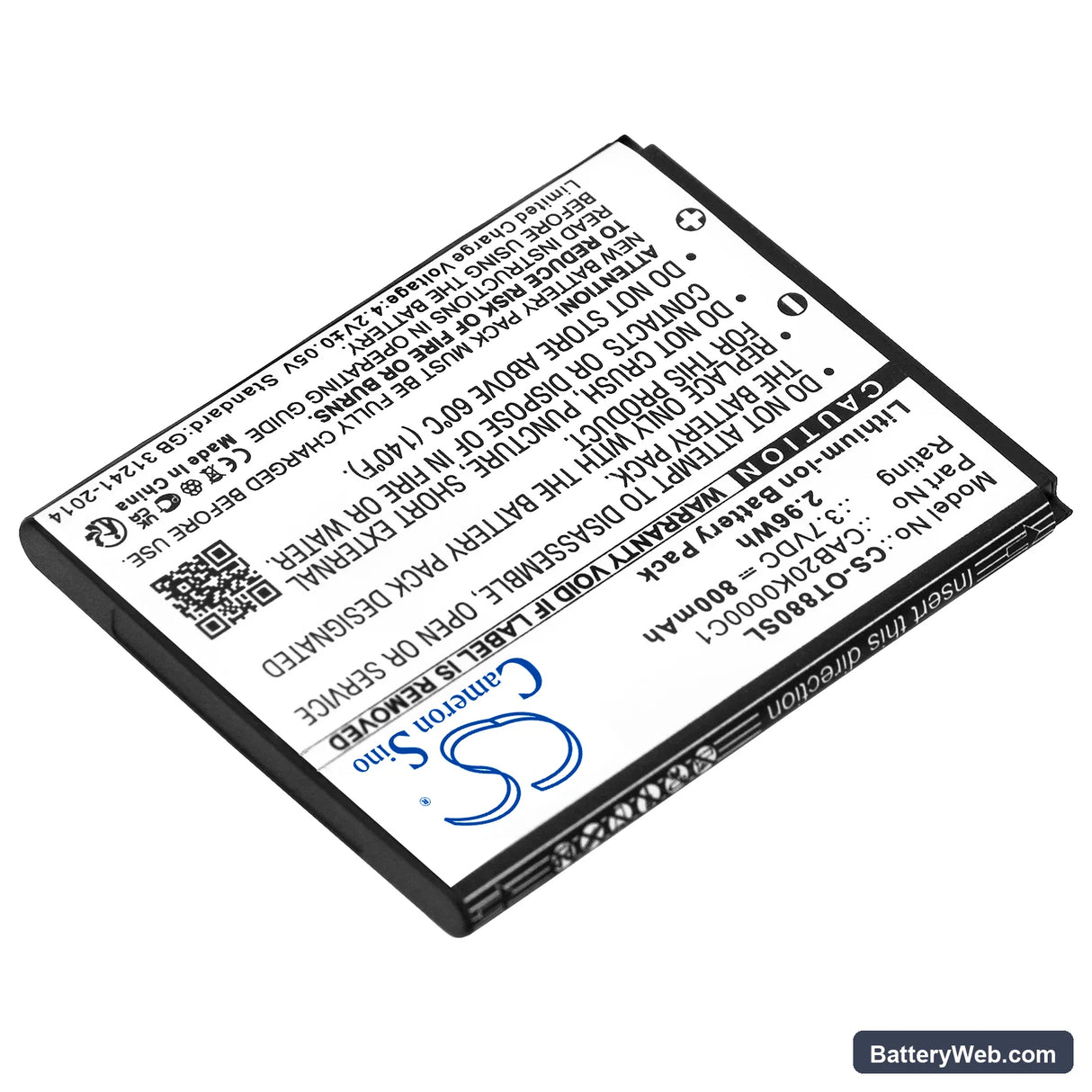 Tracfone A392 Replacement Battery, 3.7V, 800mAh, Li-ion 2