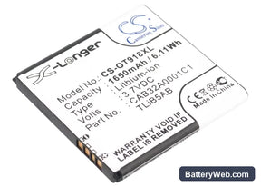 TCL A986 Replacement Battery, 3.7V, 1650mAh, Li-ion 1