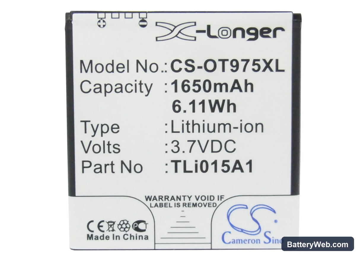 BASE VARIA Replacement Battery, 3.7V, 1650mAh, Li-ion 5