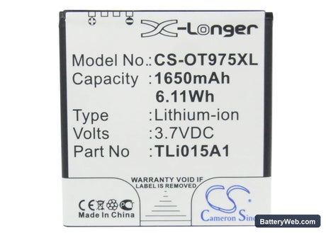 BASE VARIA Replacement Battery, 3.7V, 1650mAh, Li-ion 5