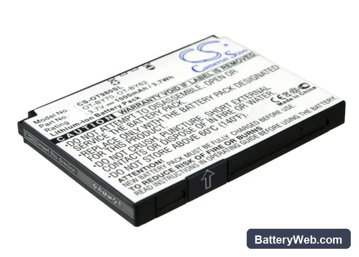 Alcatel OT-980 Replacement Battery, 3.7V, 1000mAh, Li-ion 3