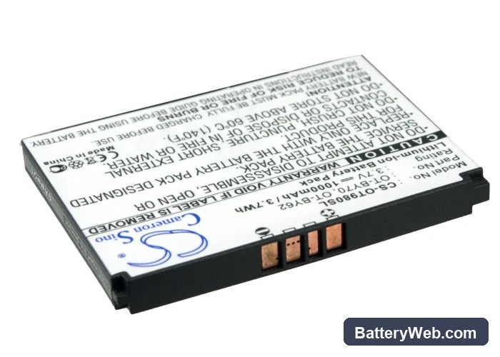 Alcatel OT-980 Replacement Battery, 3.7V, 1000mAh, Li-ion 4