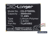 Alcatel One Touch Pop S7 Replacement Battery, 3.8V, 3000mAh, Li-Polymer 1