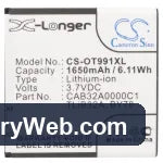 Alcatel OT-991D Replacement Battery, 3.7V, 1650mAh, Li-ion 5