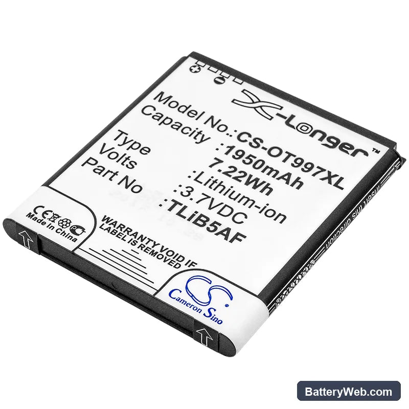 Alcatel OT-997 Replacement Battery, 3.7V, 1950mAh, Li-ion 1