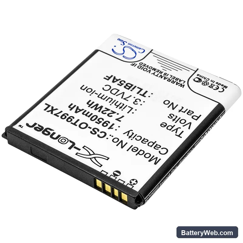 Alcatel OT-997 Replacement Battery, 3.7V, 1950mAh, Li-ion 2