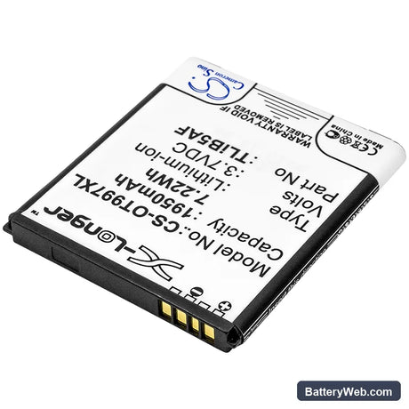 Alcatel OT-997 Replacement Battery, 3.7V, 1950mAh, Li-ion 2