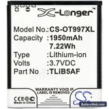 Alcatel OT-997 Replacement Battery, 3.7V, 1950mAh, Li-ion 3