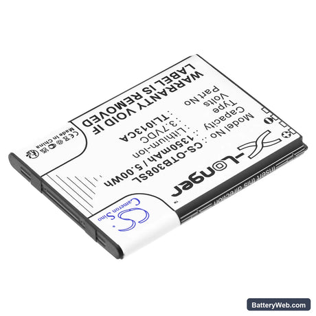 Alcatel OneTouch 3082X Replacement Battery, 3.7V, 1350mAh, Li-ion 2